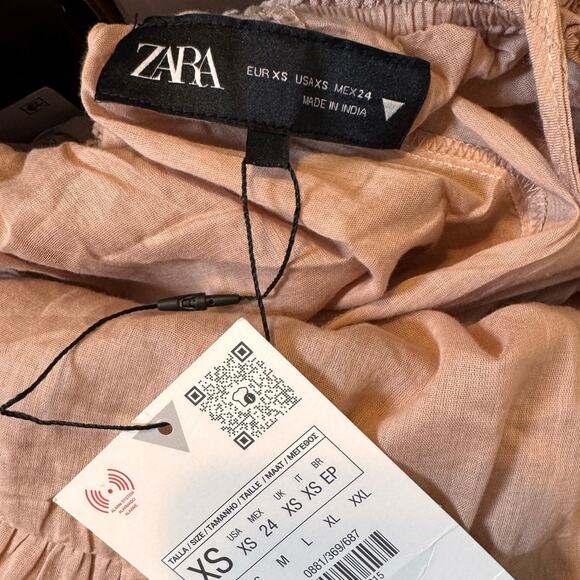 Zara Textured Midi Dress Pale Pink - Size XS - Picture 8 of 8